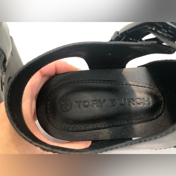 Tory Burch Lug Sole Clogs Sling Back Black Patent Leather Size 7 NWOT - Picture 5 of 6